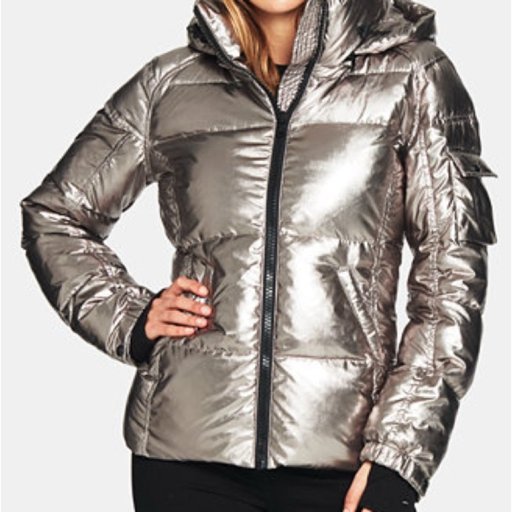 S13 Women's Metallic Silver Puffer Jacket
